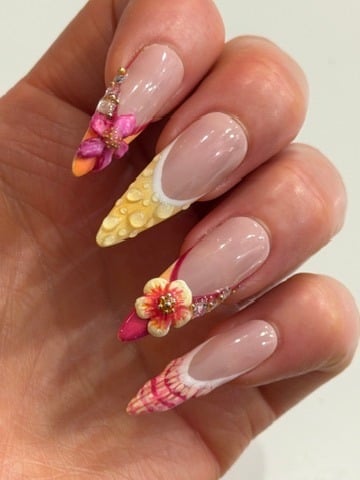 Hand-painted floral nail art